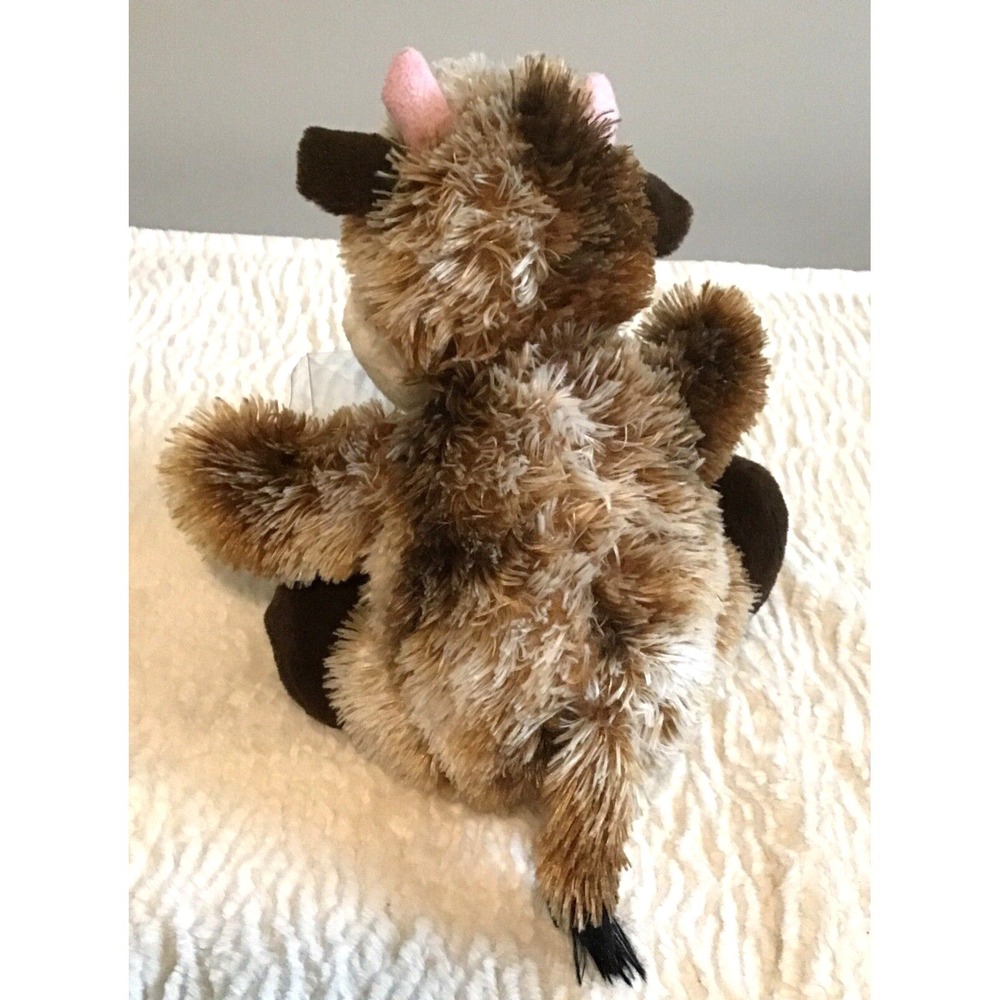 Brown Cow Baby Bull Plush w/Horns Sitting Laying Floppy Fluffy Stuffed Animal - Picture 3 of 8